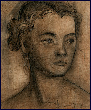Portret van Celestine, tekening, sanguine en zwart krijt op papier (ca 1943)